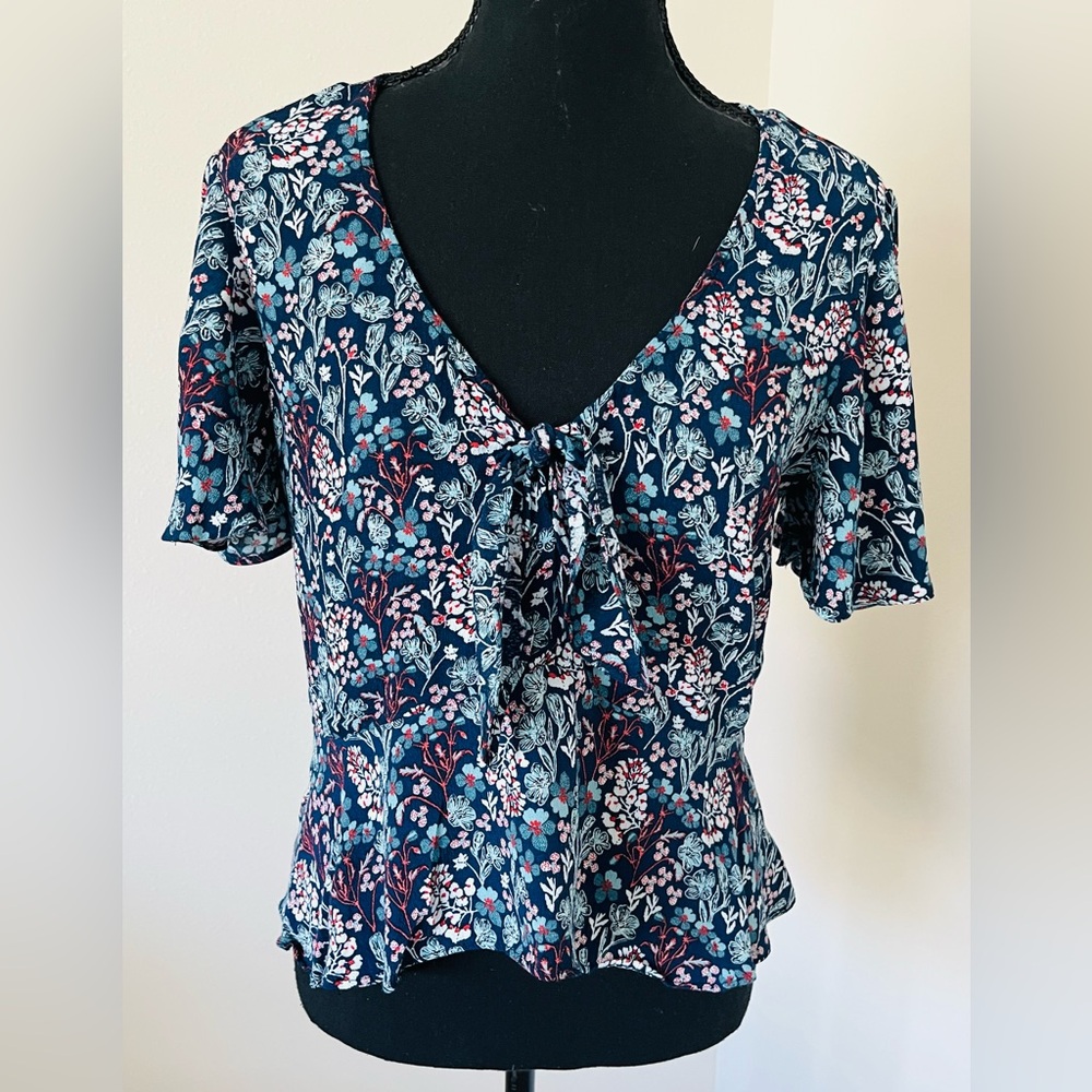 Willow & Clay Blue Floral Blouse